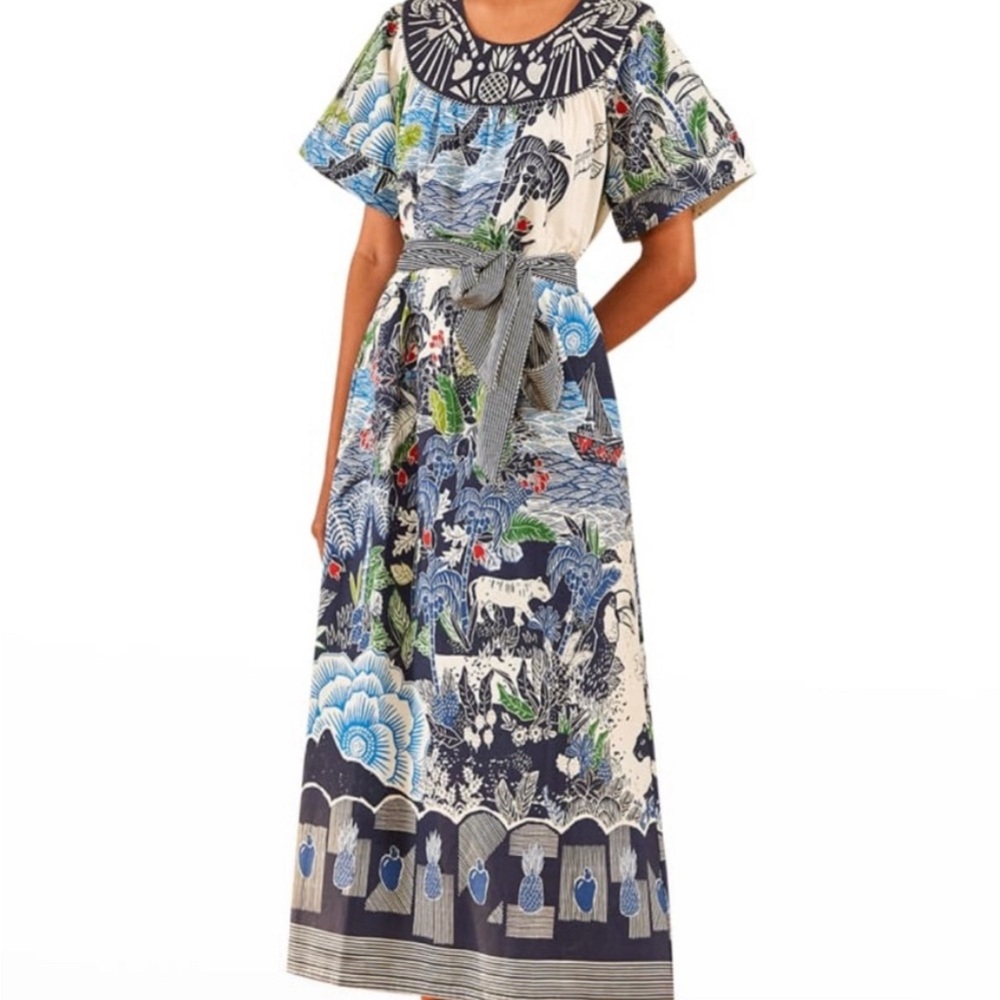 NWT FARM Rio Belted Cotton Maxi Dress Size M